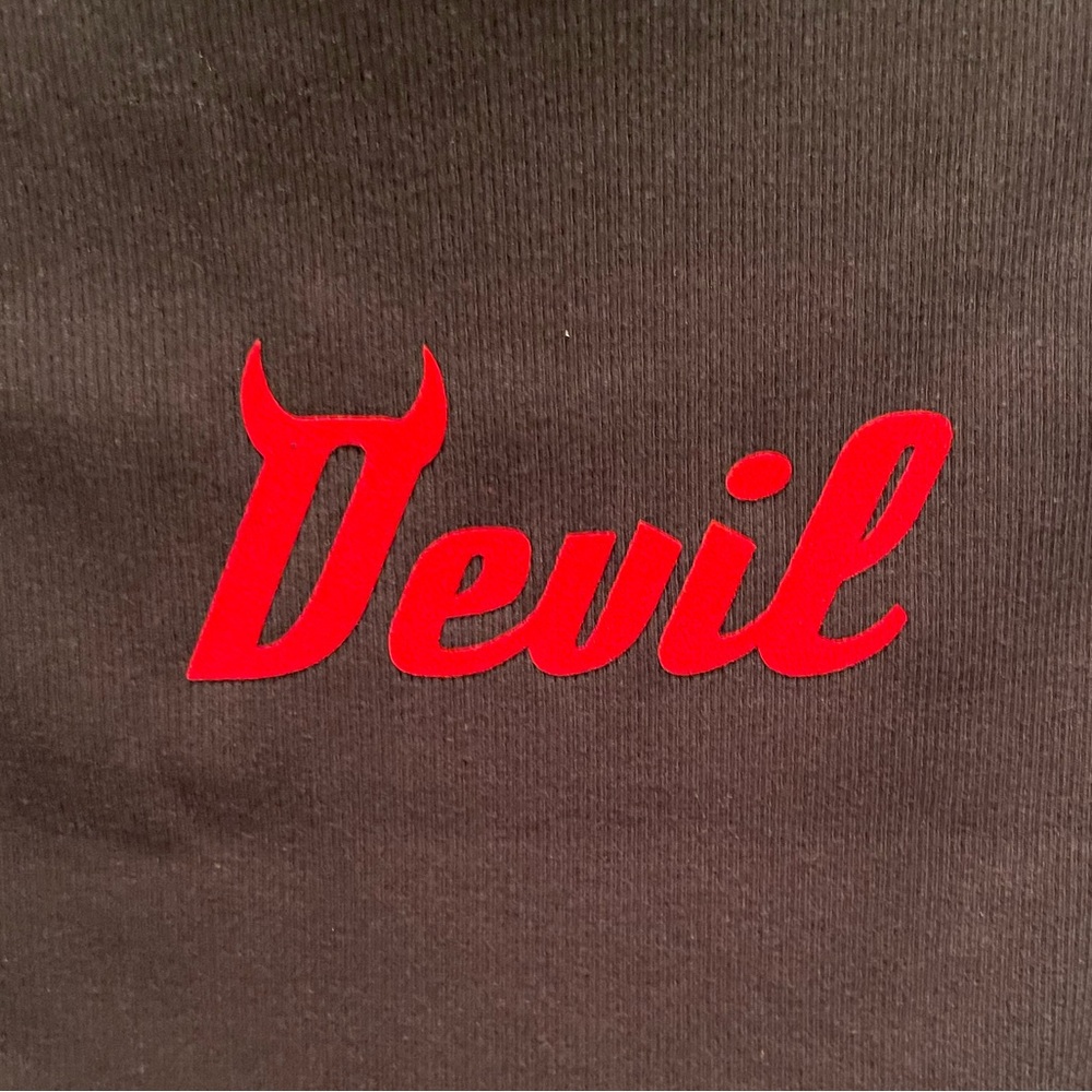 Black Tank Top with 'Angel 😇’ front & ‘Devil 😈’ back Embroidery - Picture 4 of 4